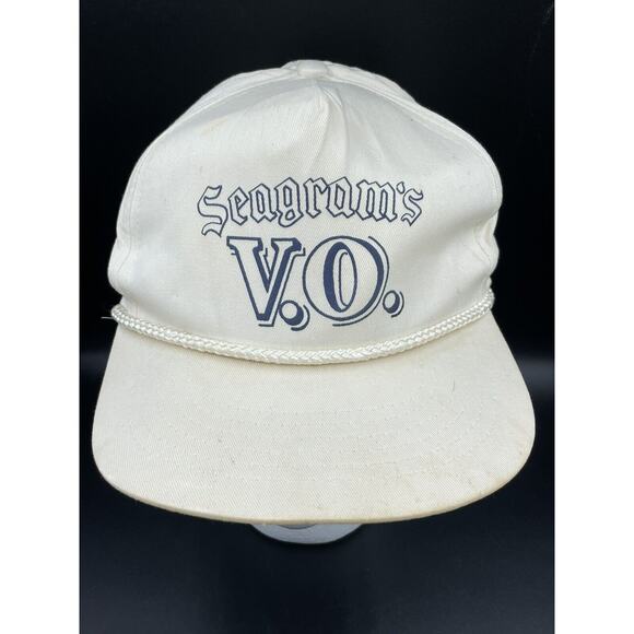 Vtg Seagrams VO Hat Whiskey Cap Cotton Rope Snapback Logo Adjustable Liquor - Picture 2 of 9